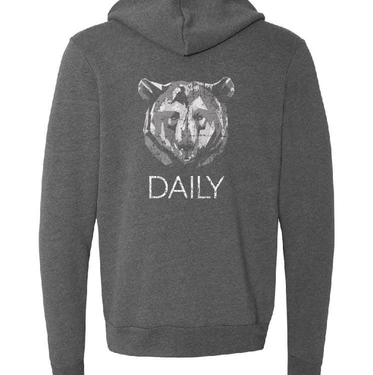 Christian Unisex Gray Bear Zip Fleece Hoodie by DonKeySpeaksUp