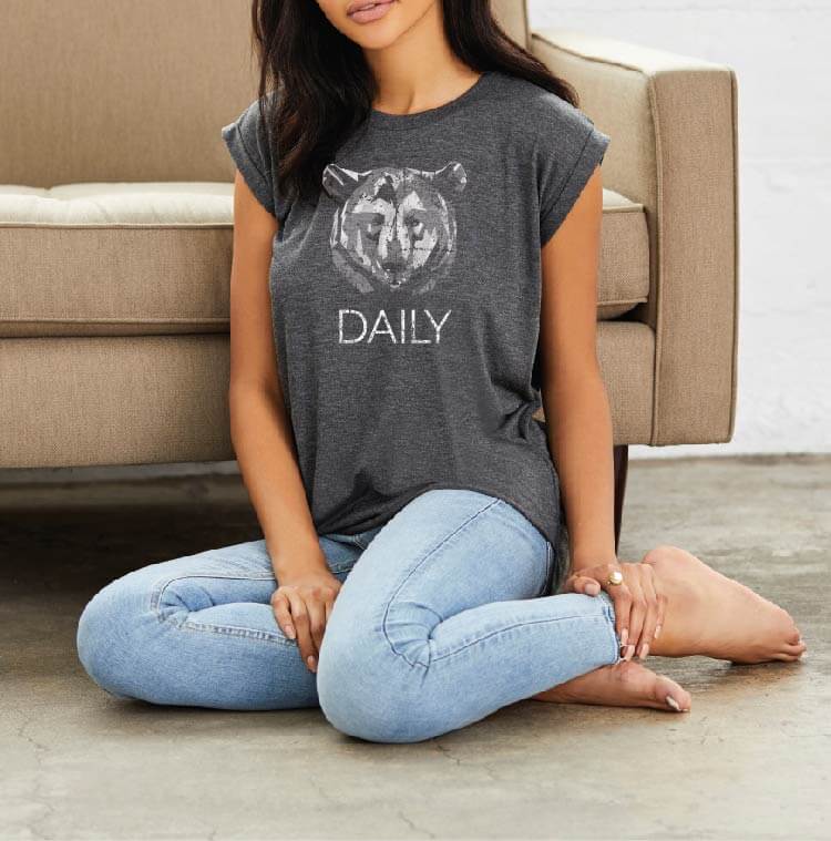 Christian women's charcoal gray t-shirt with bear design by DonKeySpeaksUp.  