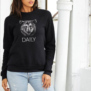 Christian Unisex Black Crew Neck Bear Fleece Sweatshirt by DonKeySpeaksUp