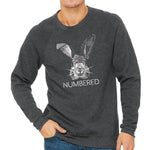Christian Unisex Gray Rabbit Crew Neck Fleece Sweatshirt by DonKeySpeaksUp