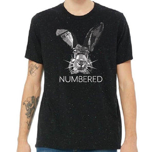 Christian Unisex Black Speckled Rabbit Hare Hair T-Shirt by DonKeySpeaksUp