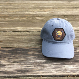 Christian blue twill dad bear cap hat by DonKeySpeaksUp