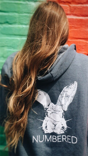 Christian Unisex Slate Blue Rabbit Zip Fleece Hoodie by DonKeySpeaksUp