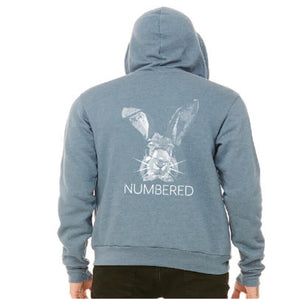 Christian Unisex Slate Blue Rabbit Zip Fleece Hoodie by DonKeySpeaksUp