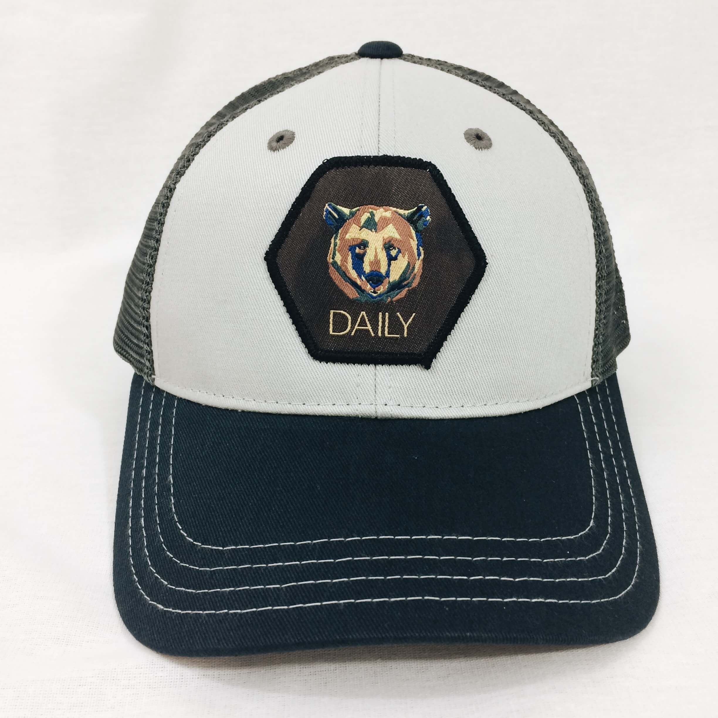 Christian navy blue stone charcoal gray bear trucker cap hat by DonKeySpeaksUp